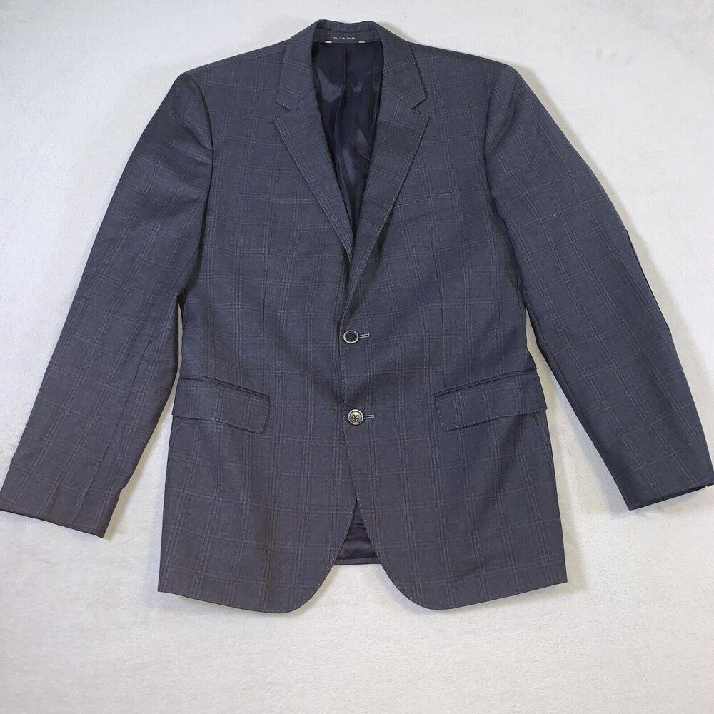 HUGO BOSS Blazer Jacket Mens Size 42R Gray 100%‎ Pure Virgin Wool Business Dad
